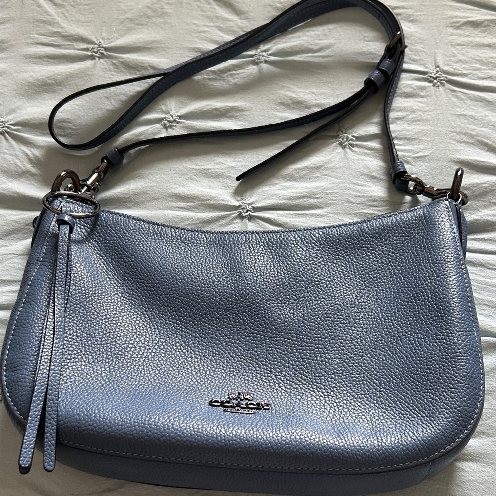 Coach Pebble Leather Shoulder Bag in Light Blue